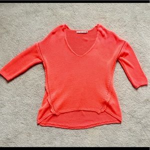 Fluorescent Orange Coral Knit Top